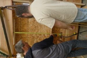 Paul Boa and Taylor Buchalter adjust the testing set-up