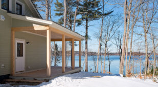 Unity Homes Xyla design in Chebeague Maine, side porch